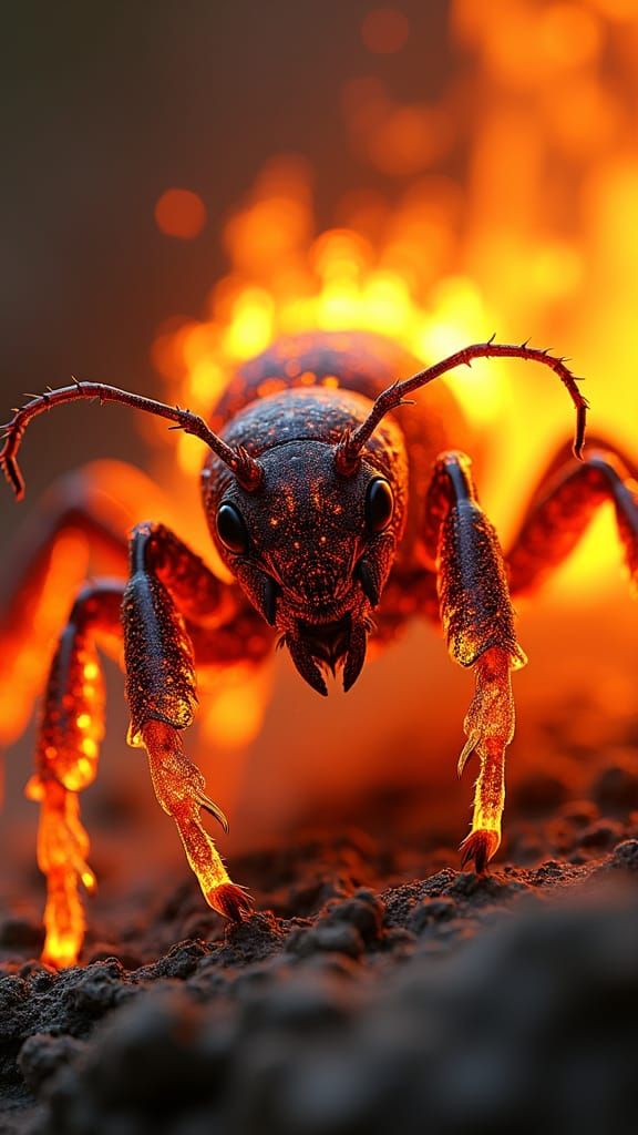 Fiery Fire Ant in Biomechanical Style