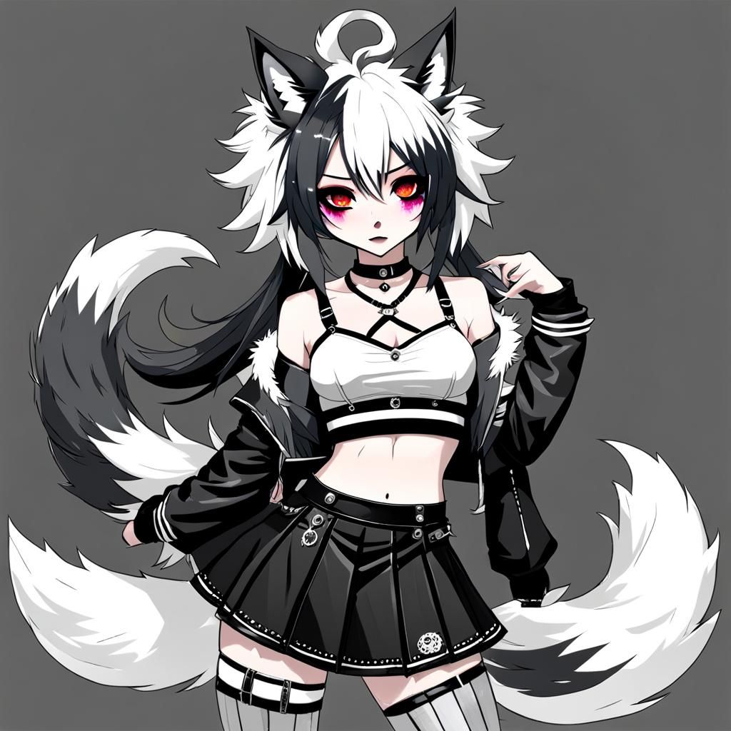 Kitsune Girl with Emo Style and Fox Features