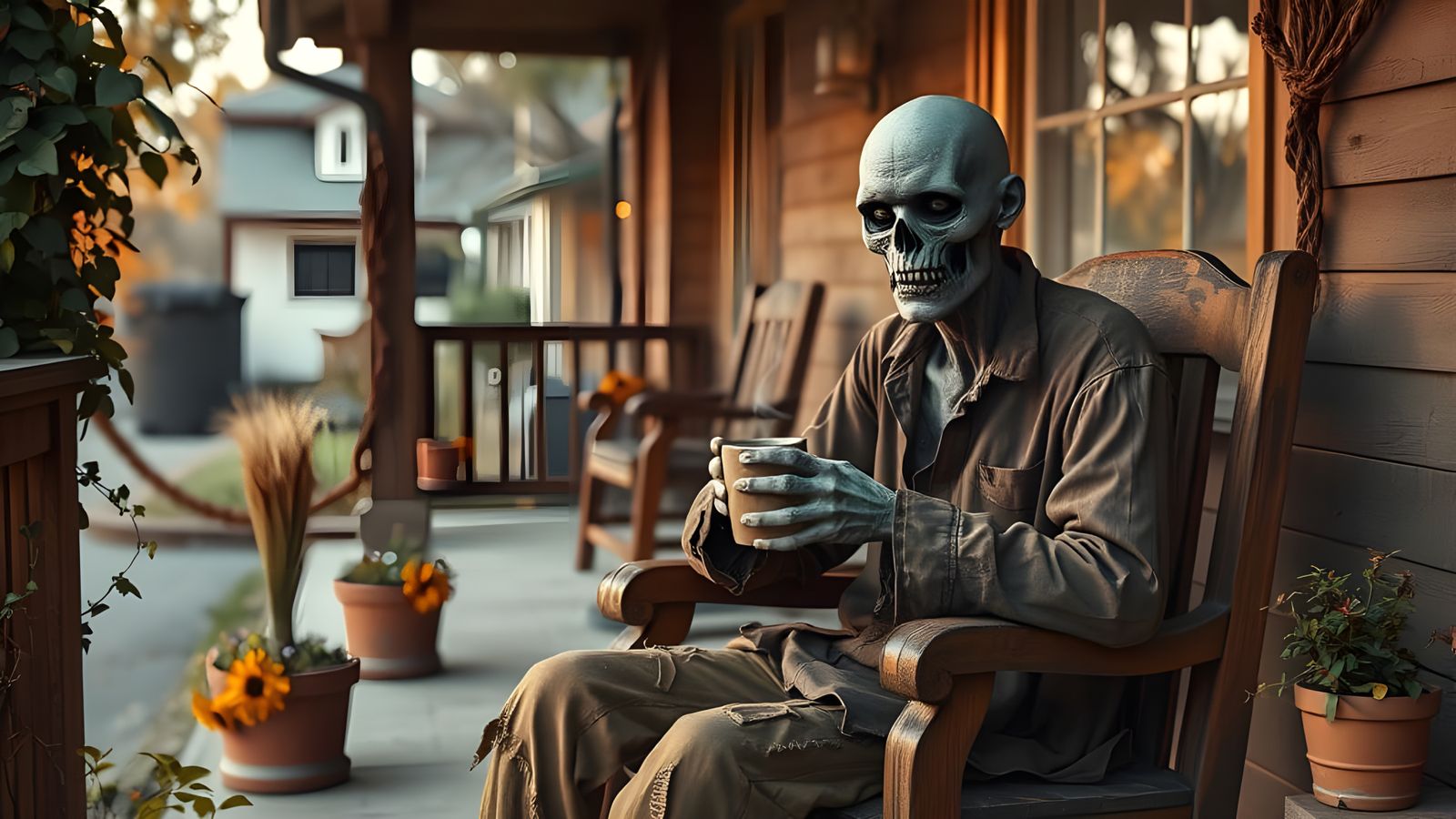 Zombie Morning Coffee on Cozy Terrace