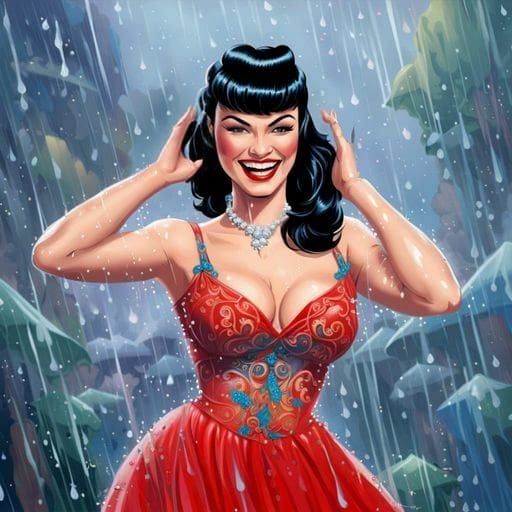 Gorgeous Betty laughing in the rain by Per.