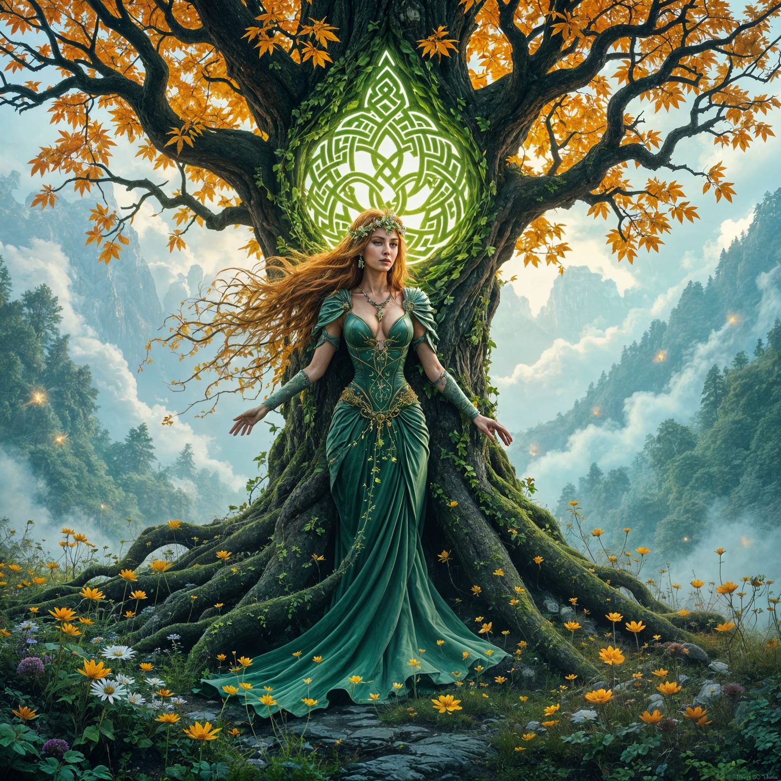 Celtic Dryad Queen in Sacred Forest Realm