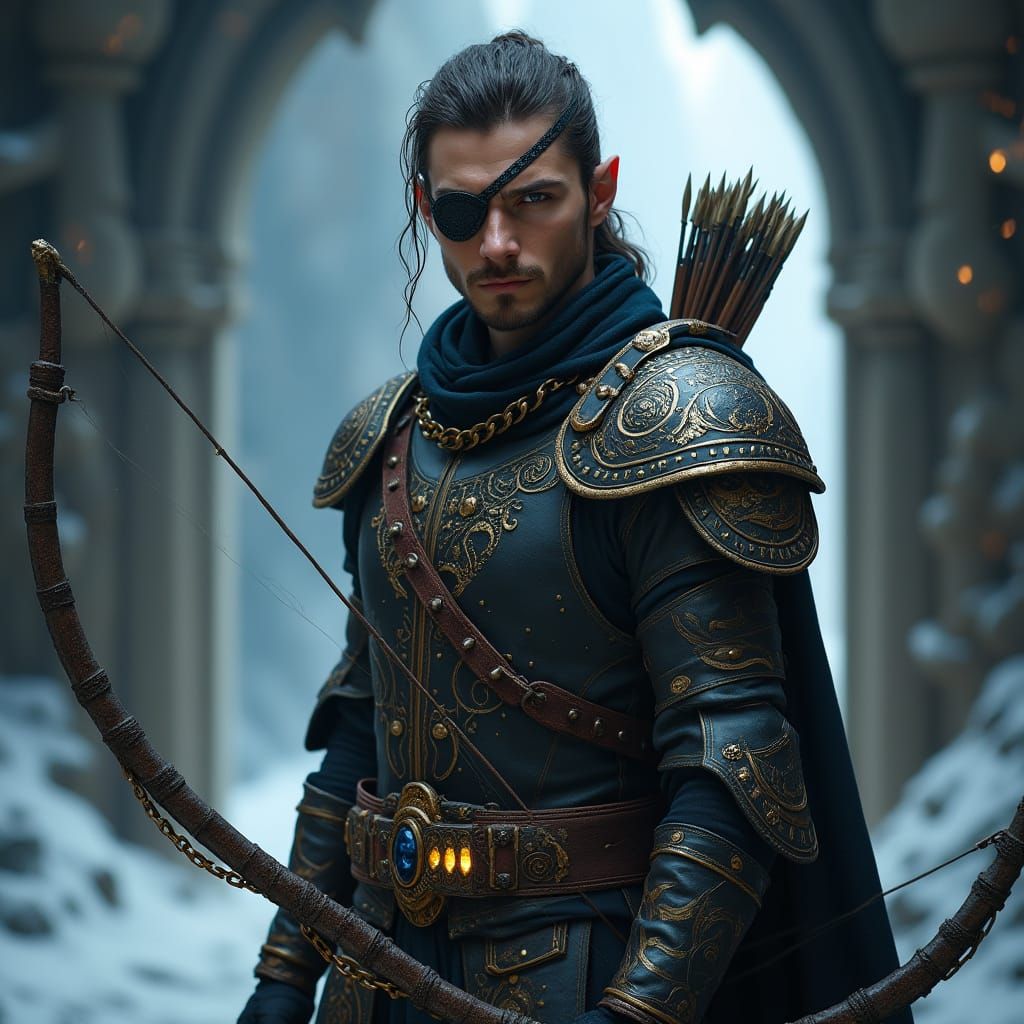 Golden Archer Stands Guard at Frozen Ruin Entrance