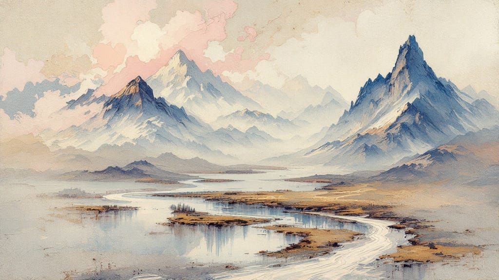 Ethereal Landscape Unfolds with Oil Paint Blotches