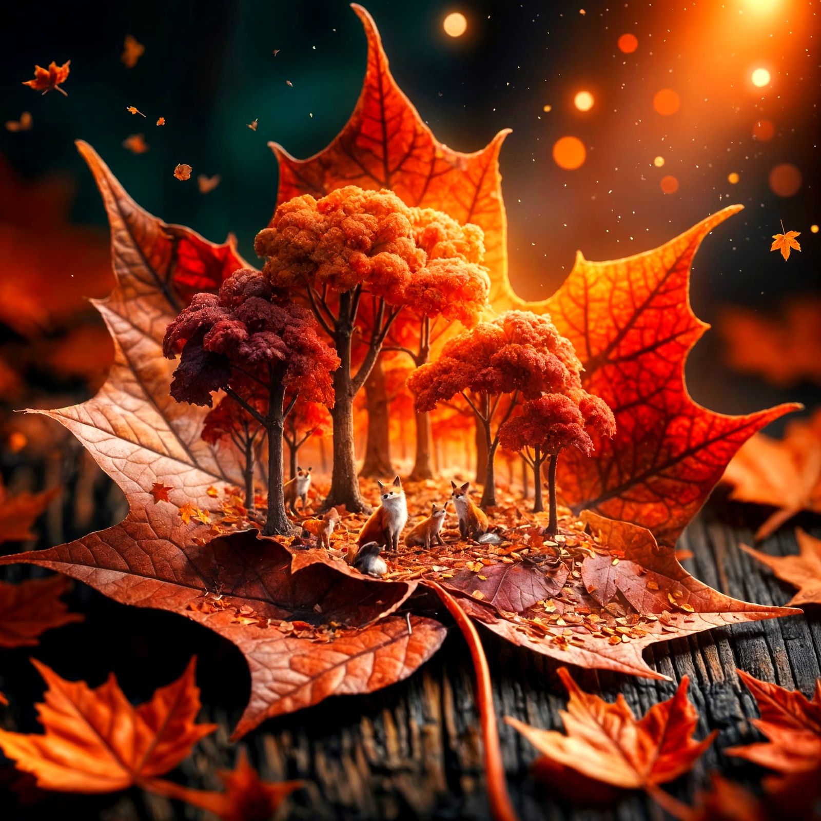 Vibrant Dark Autumn Leaves in Close Up