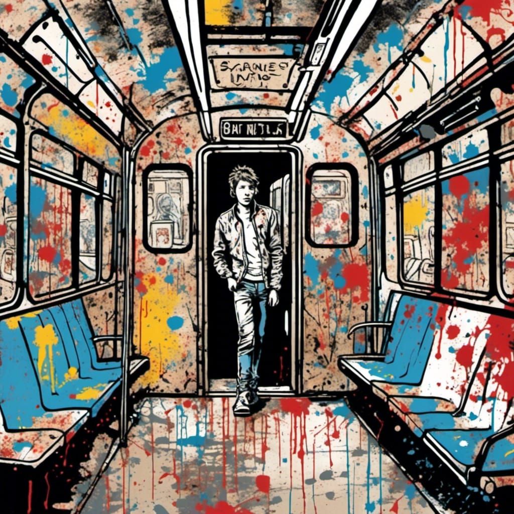 Subway Scene with Graffiti Art Aesthetic