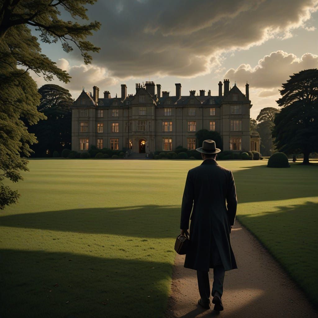 Elegant English Estate Amidst Lush Overcast Landscape