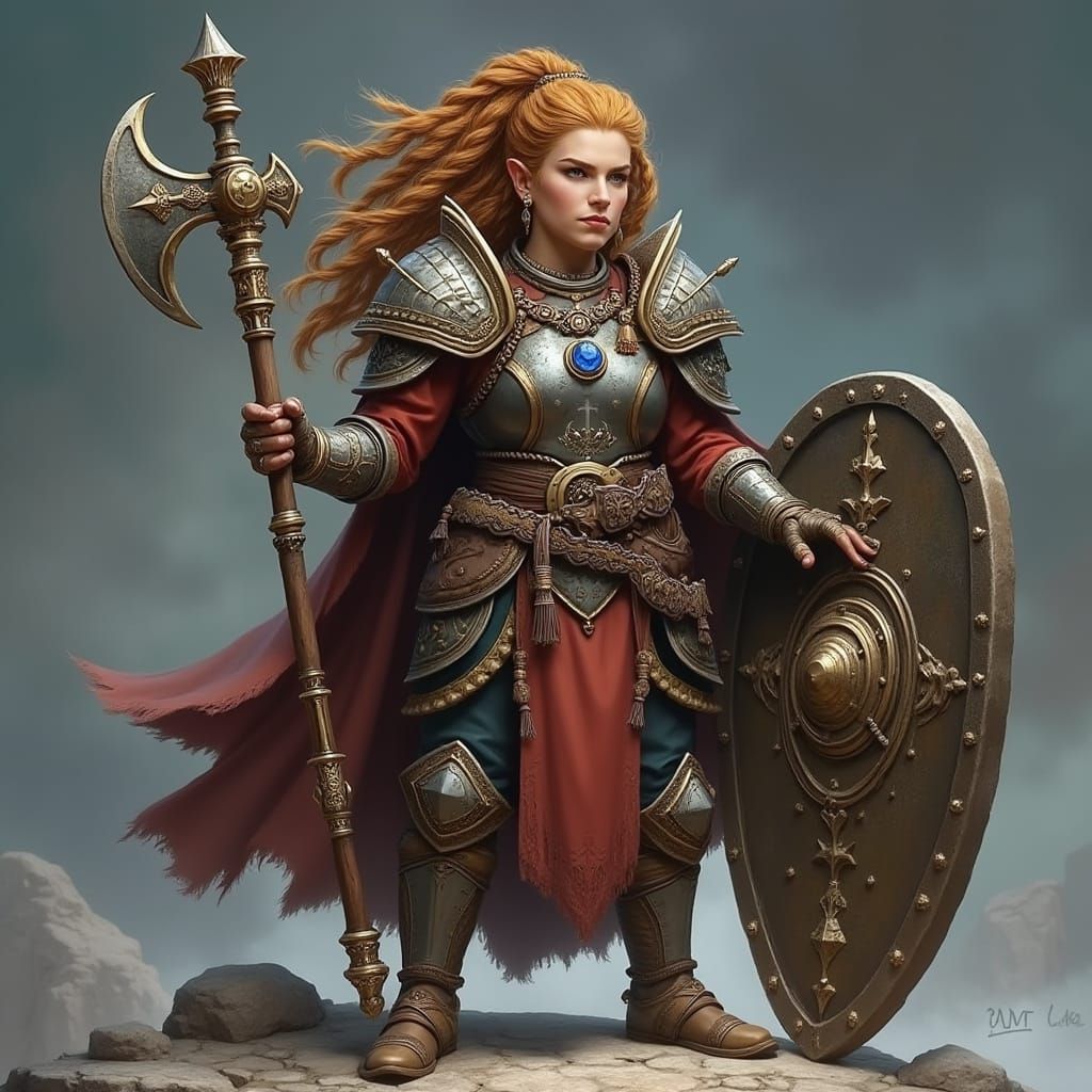 Mystical Hill Dwarf Cleric in Resolute Plate Armor, Adorned ...