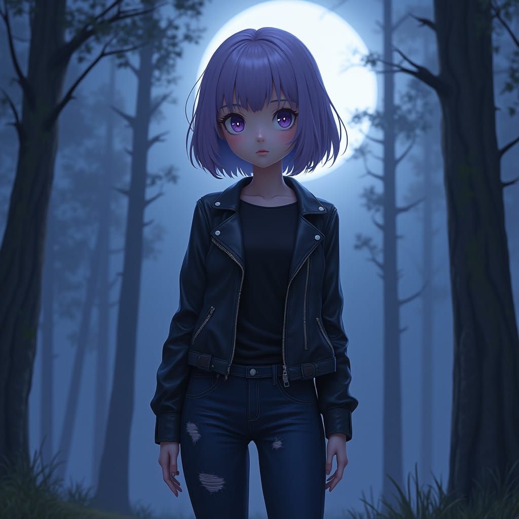 Enchanting Anime Girl in Mystical Forest