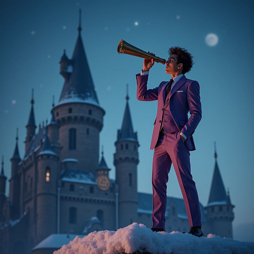 Confident Gentleman Gazing at Stars in LaChapelle Style