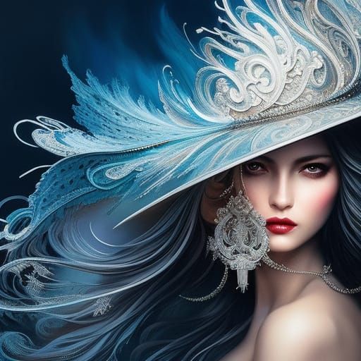 Heavenly Filigree Hat in Liquid Gouache Illustration