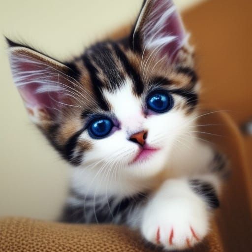 Mystical Kitten Playing with Wool Knot