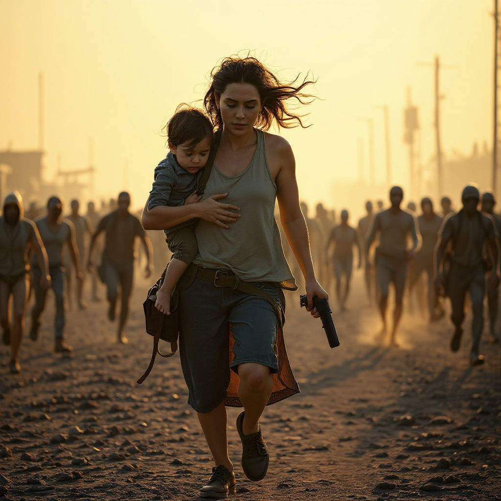 Survivors in a Zombie Apocalypse: Cinematic Film Still