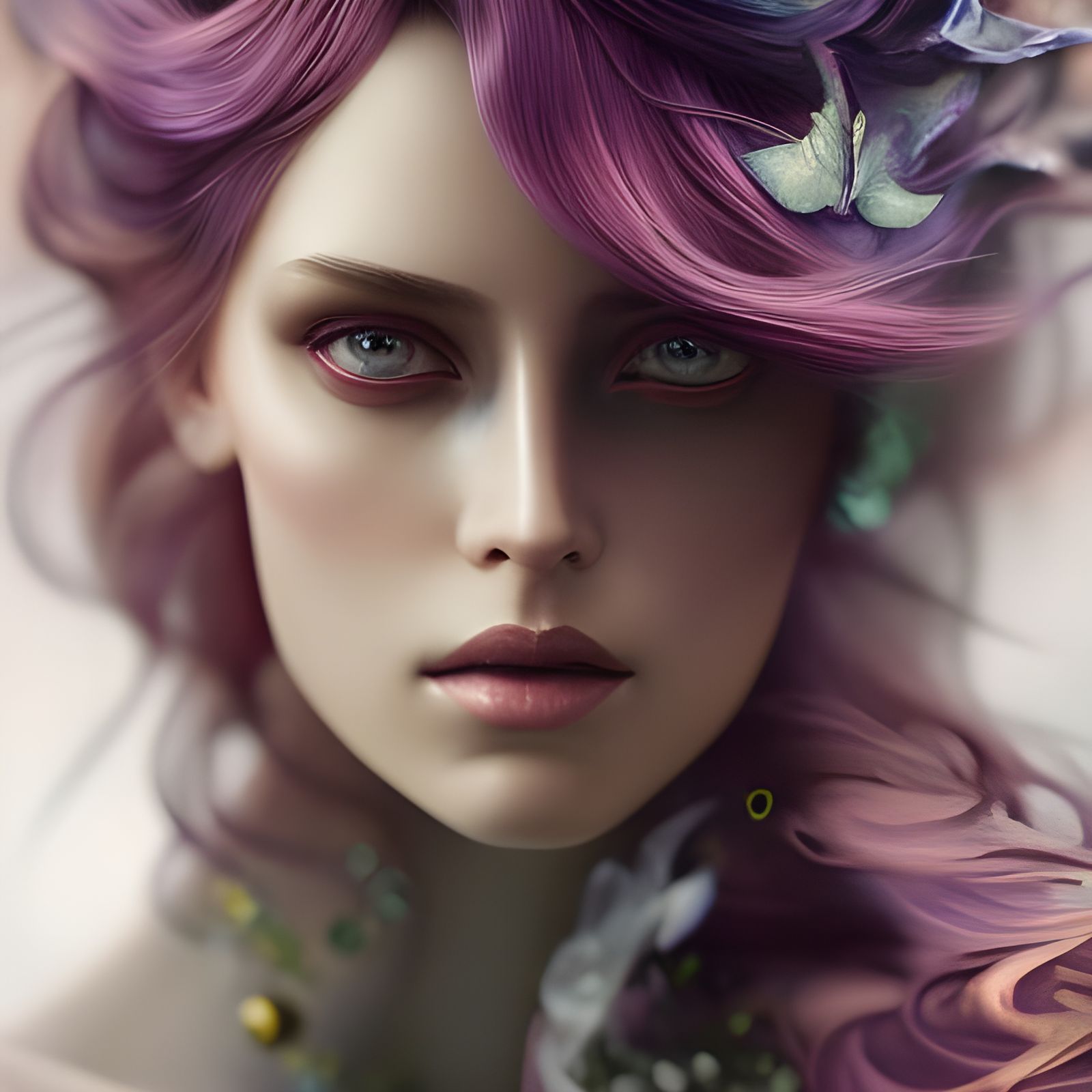 Intricate Celtic Woman with Purple Hair in Fantasy Art