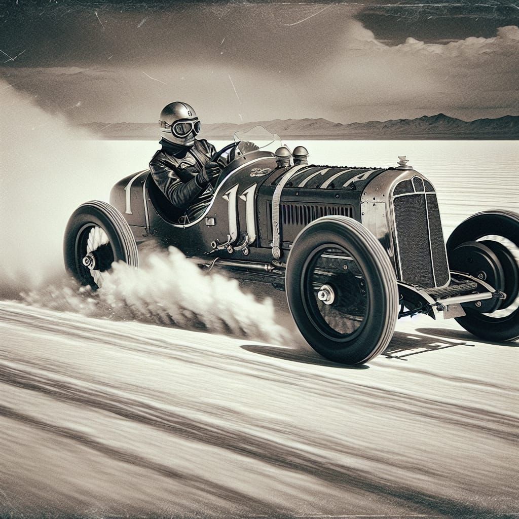 Vintage Racing Car on Bonneville Salt Flats