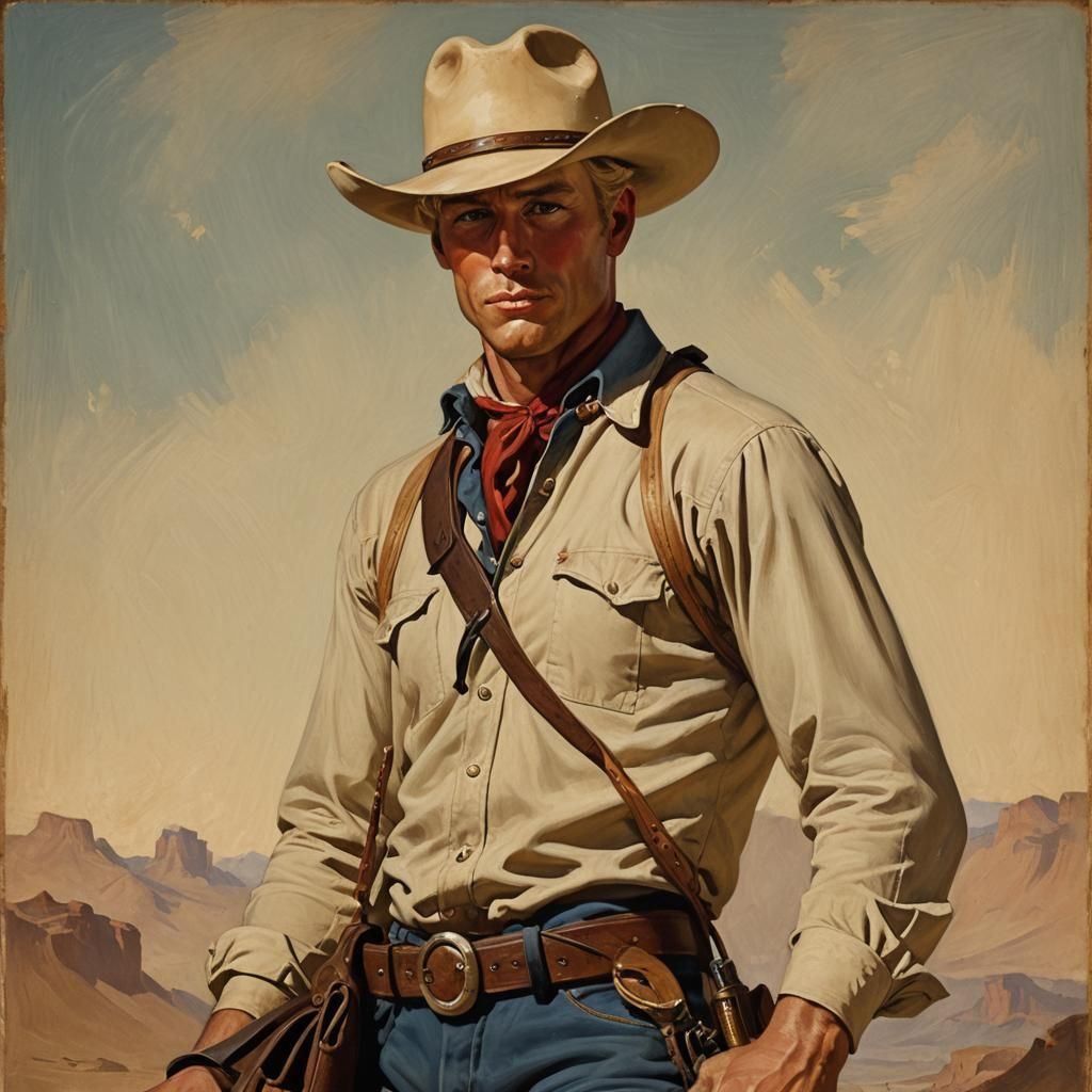 Victorian Cowboy Portrait in Pin-Up Style