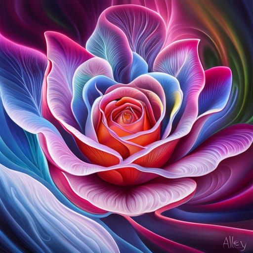 Glowing Galactic Rose in Glass, Hyperrealistic Style