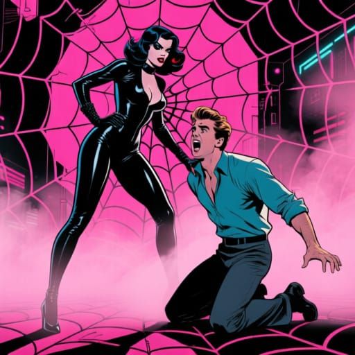 Cyberpunk Noir: Woman vs Man in Spiderweb City