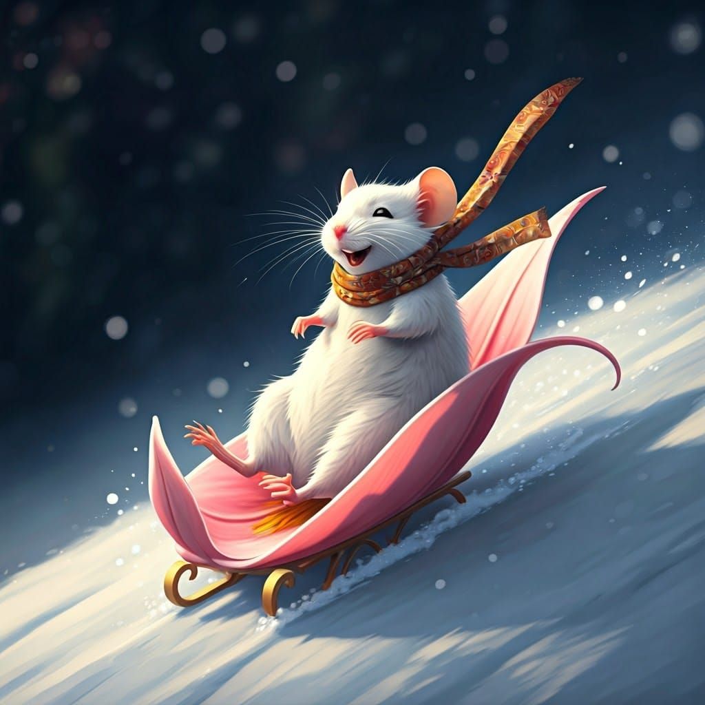 A white mouse laughing