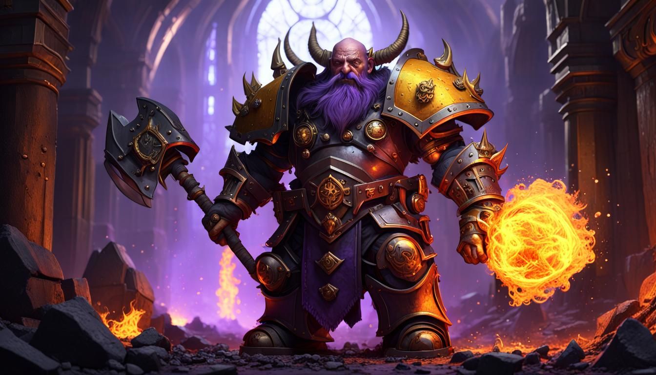 Armored Chaos Dwarf in Dark Fantasy Style