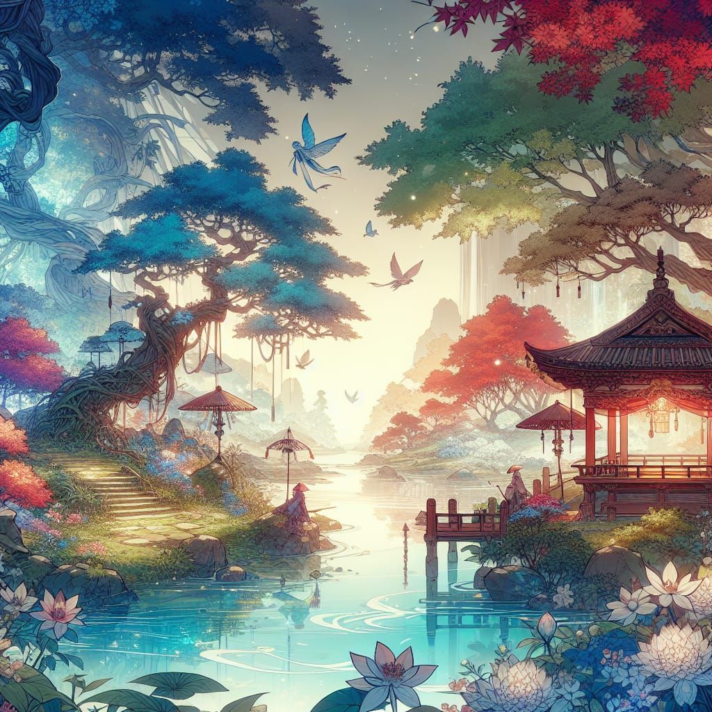 Anime-Inspired Nature Scene in 8K Resolution