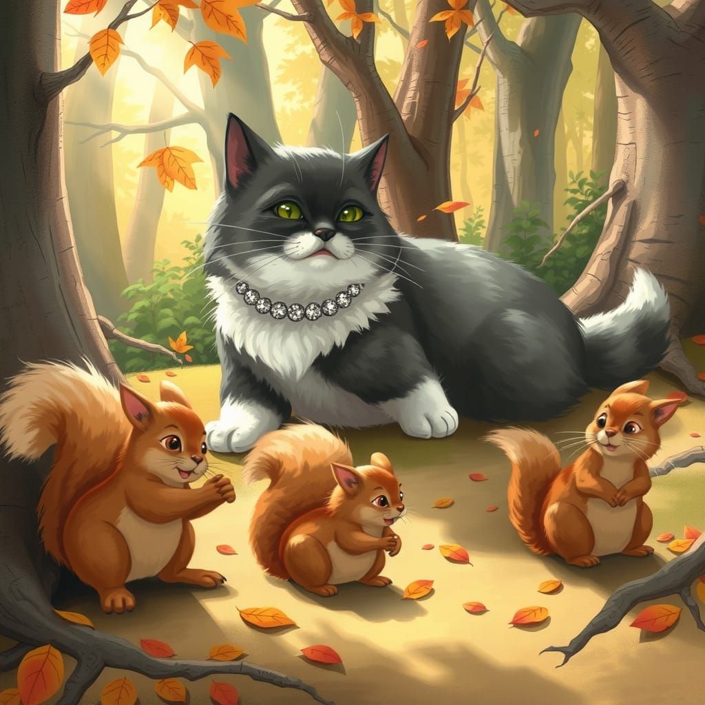 Chonky Cat's Playful Forest Adventure