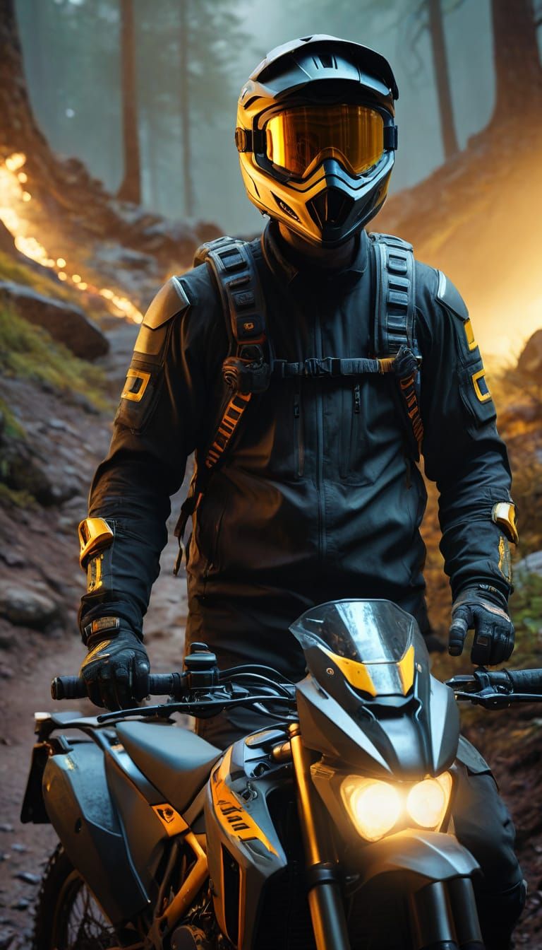 Adventure Bike on Rocky Trail in Digital Painting