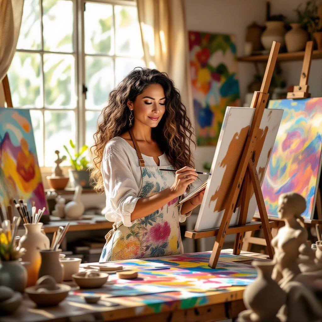 Kainani: Artist at Work in Sunlit Studio