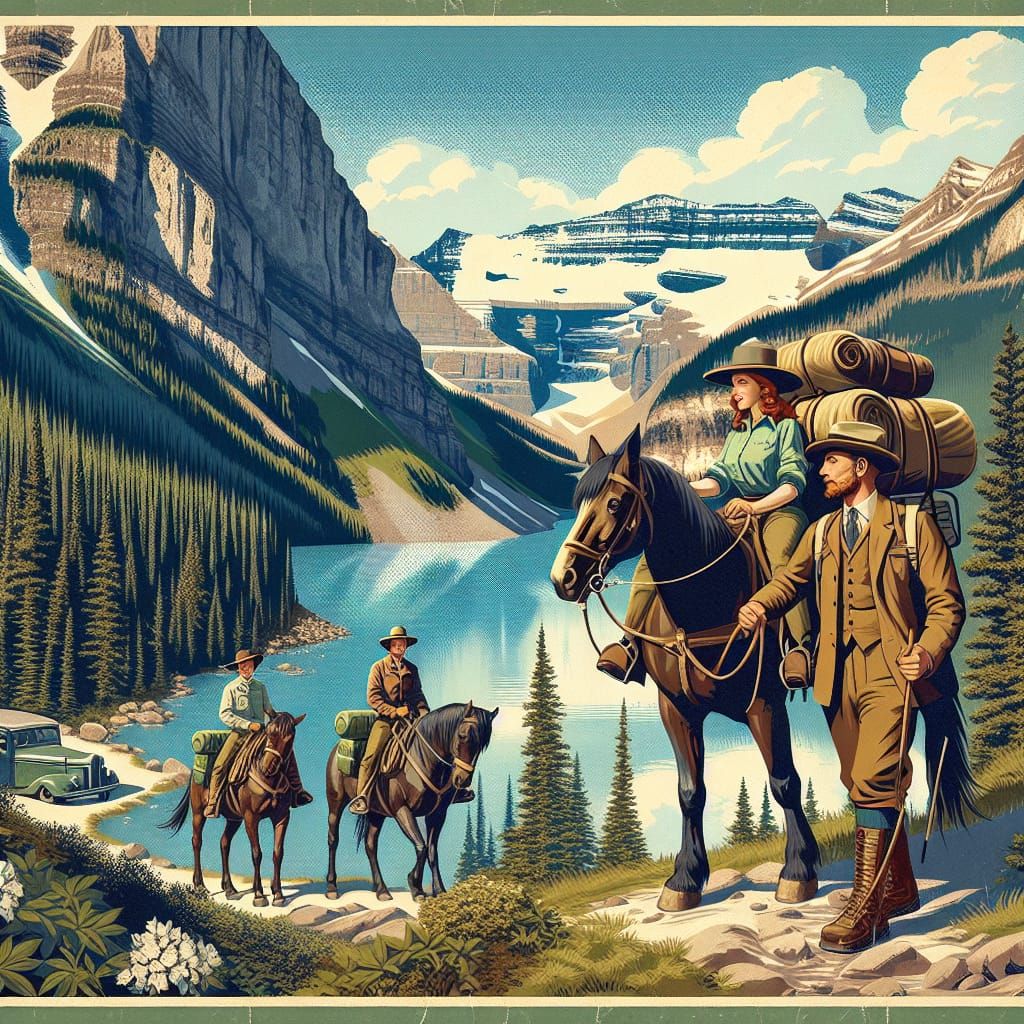 Vintage Travel Poster: Canadian Rockies Adventure