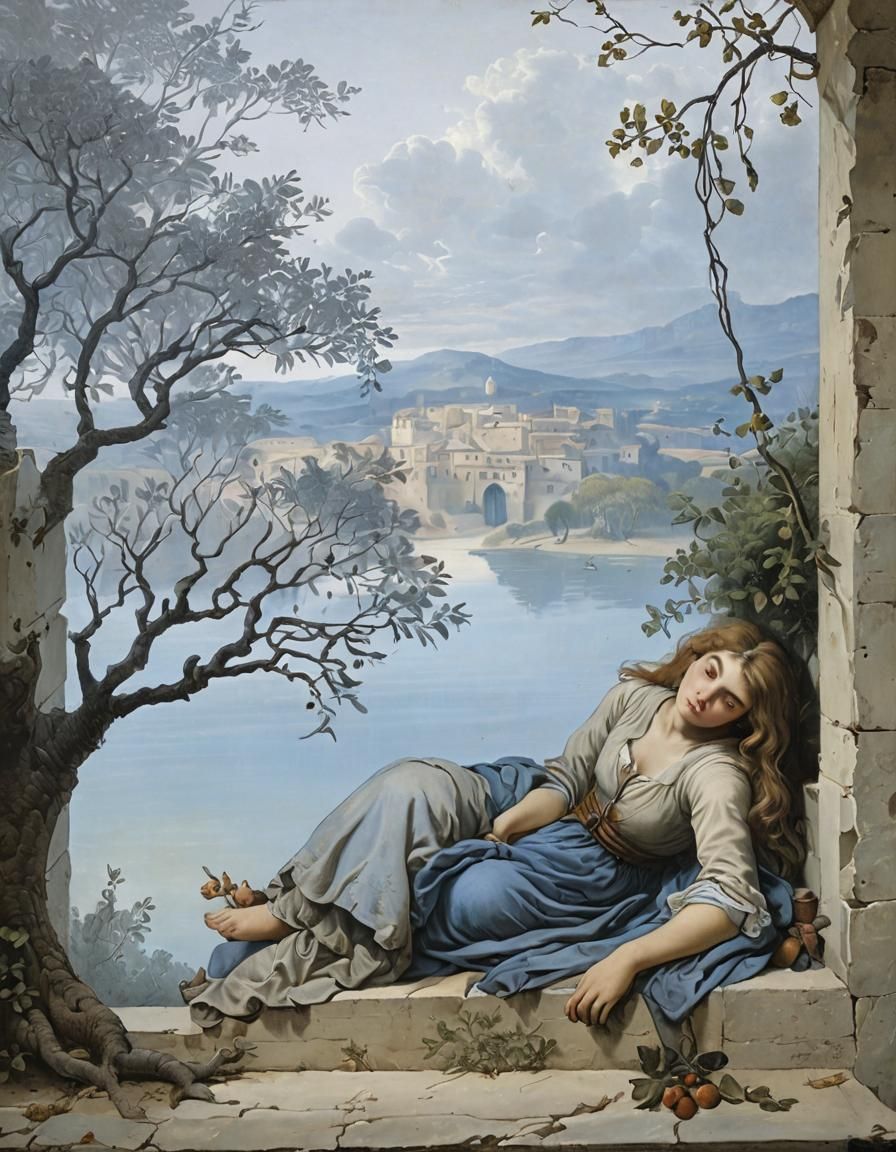 Girl, Bandit, and Tree: A Gustave Doré Illustration