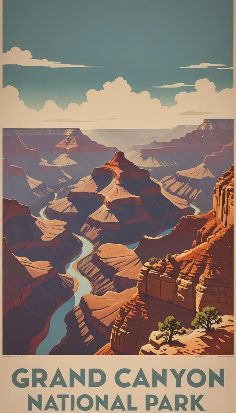 Grand Canyon National Park: Vintage Travel Poster