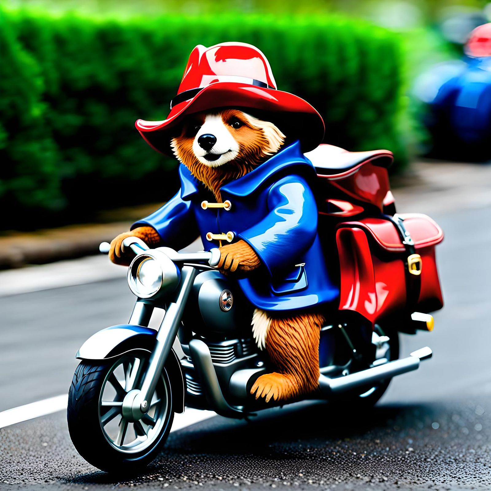Paddington Bear on a Motorcycle Adventure