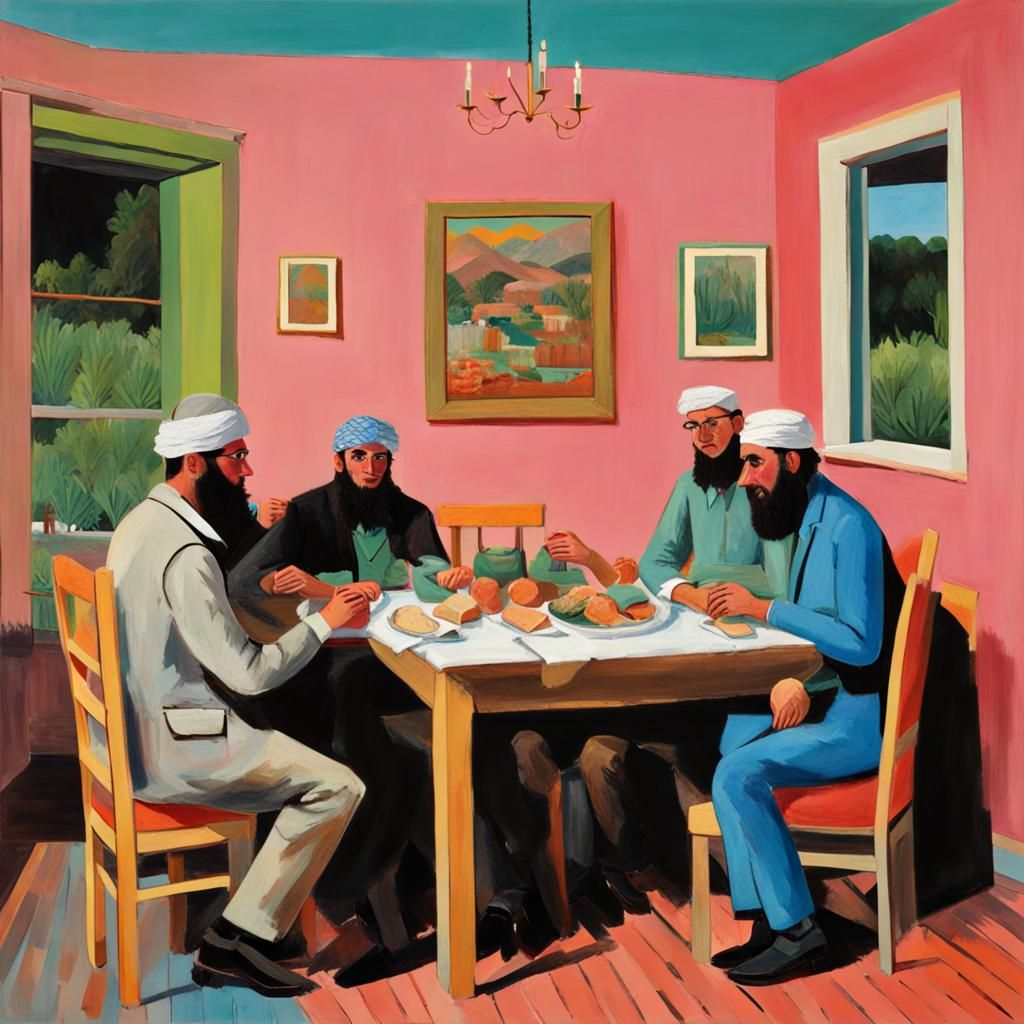 Mujahideen making the dinner