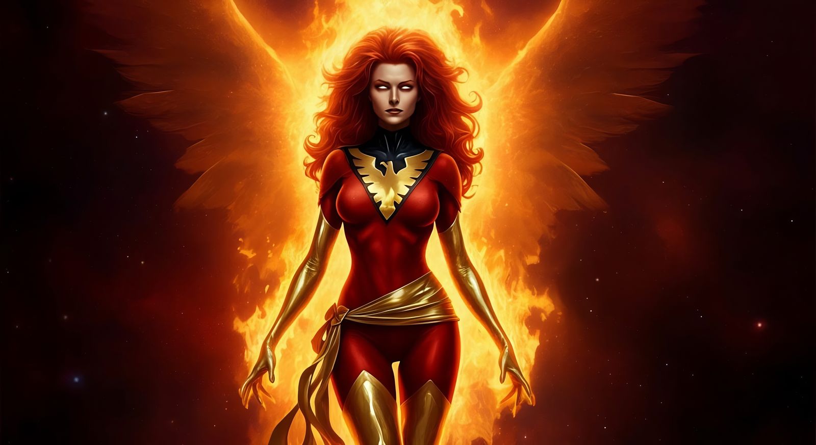 Cosmic Goddess of Flame in Liquid Metal Armor