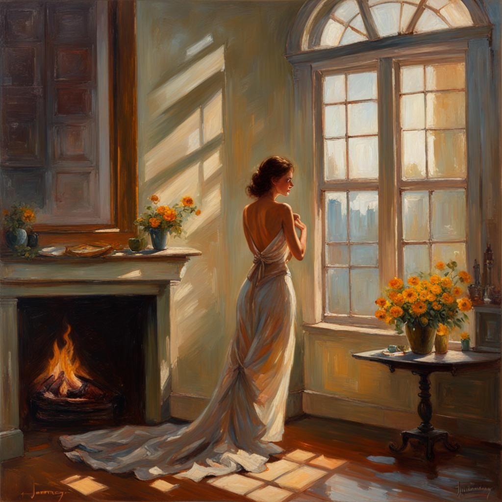 Woman Artist in Studio: An Oil Painting