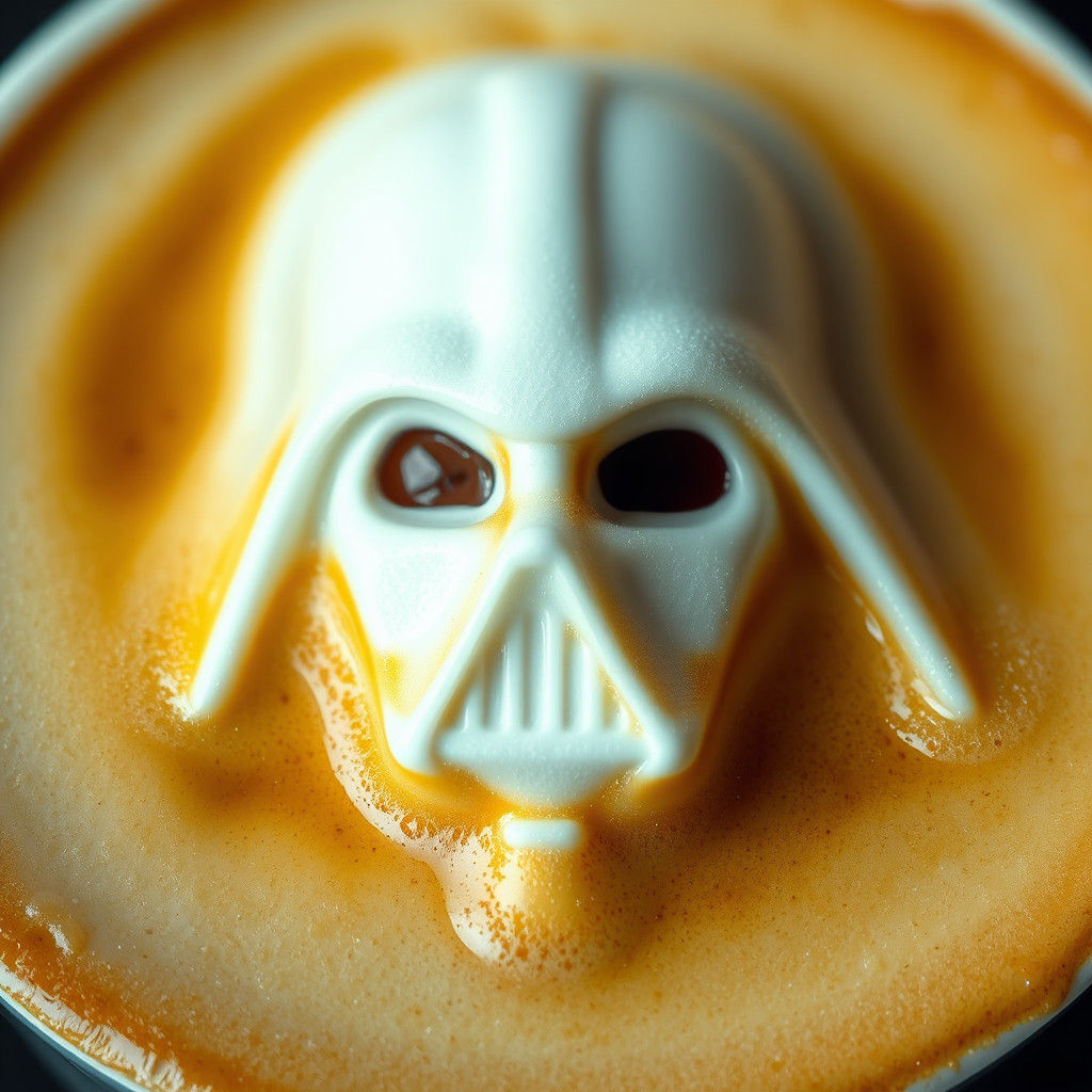 Darth Vader Latte Art with Dramatic Colors