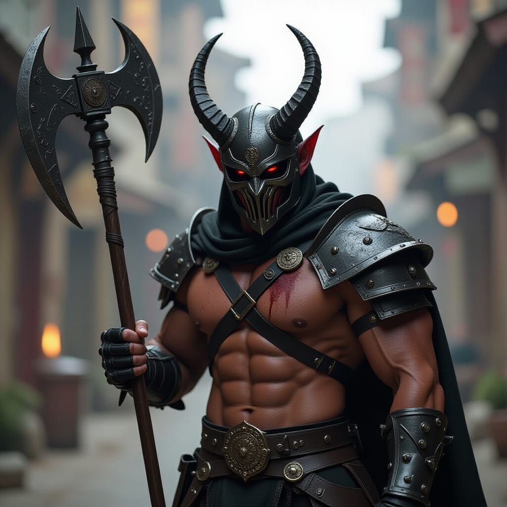 Muscular Devil Meregon in Heavy Metal Mask