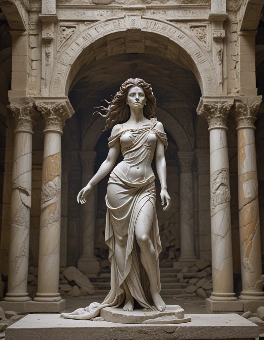 Classical Fantasy Beauty in Ancient Ruins