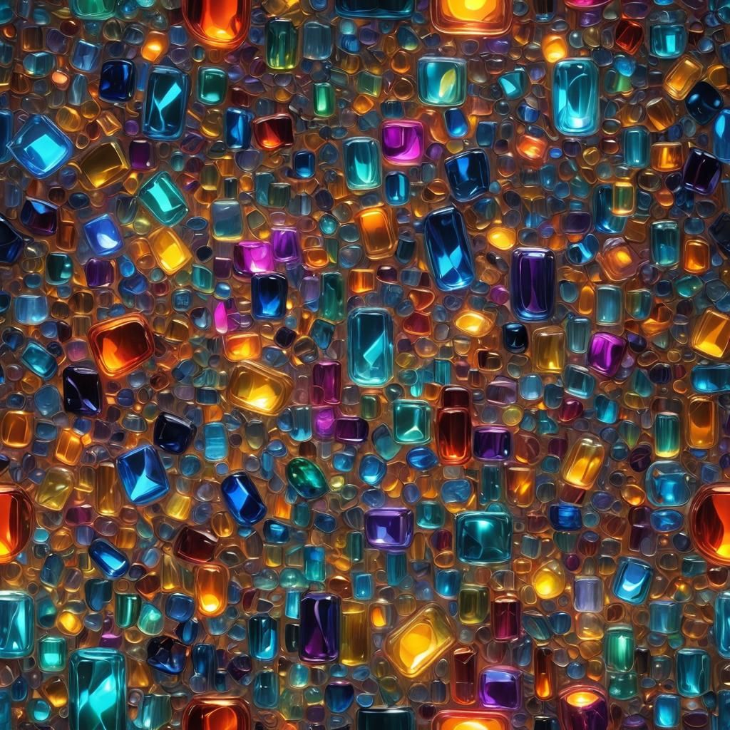 Iridescent Glass Sculpture with Bioluminescent Effects