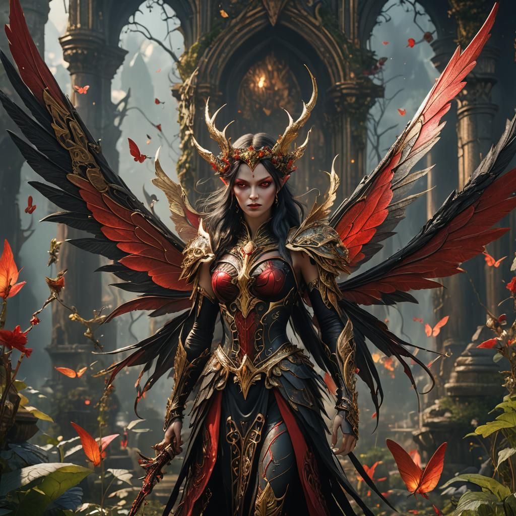 Evil Fairy with Golden Wings in Fairy World