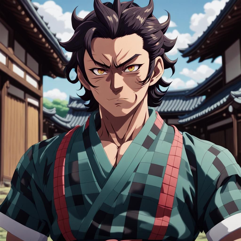 Tanjiro Kamado: Anime Demon Slayer in Cel-Shaded Style