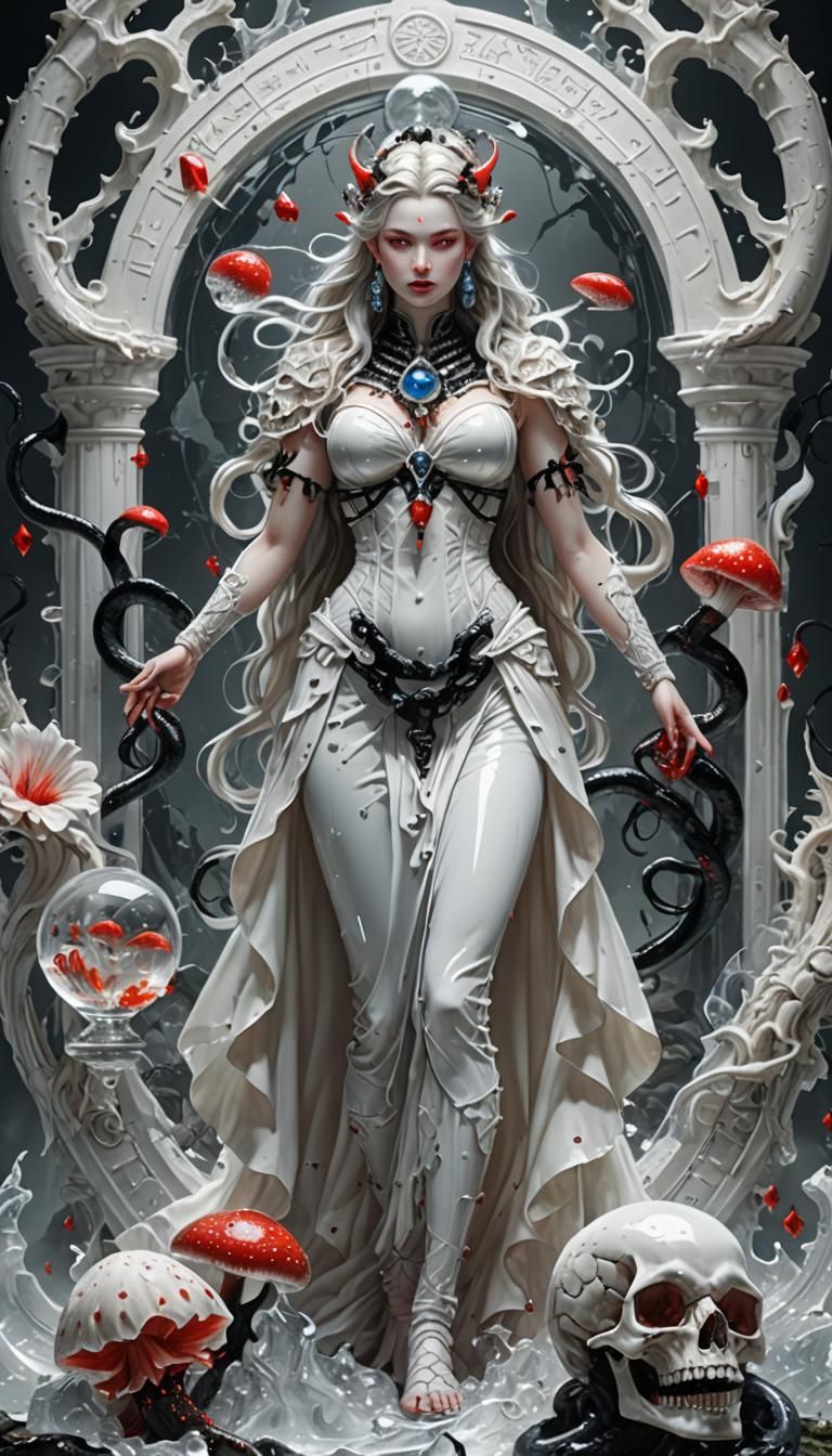 Crystal Goddess with Snakes and Ancient Symbols