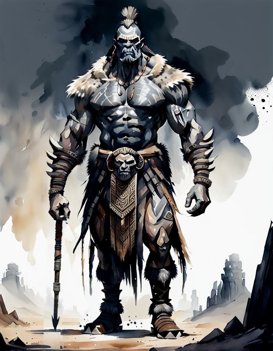 Grey-Skinned Goliath in Watercolor Style