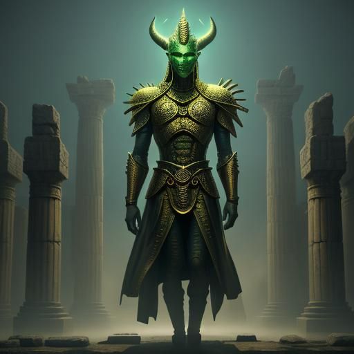 Alien King Gilgamesh in Mystical Sumerian Temple