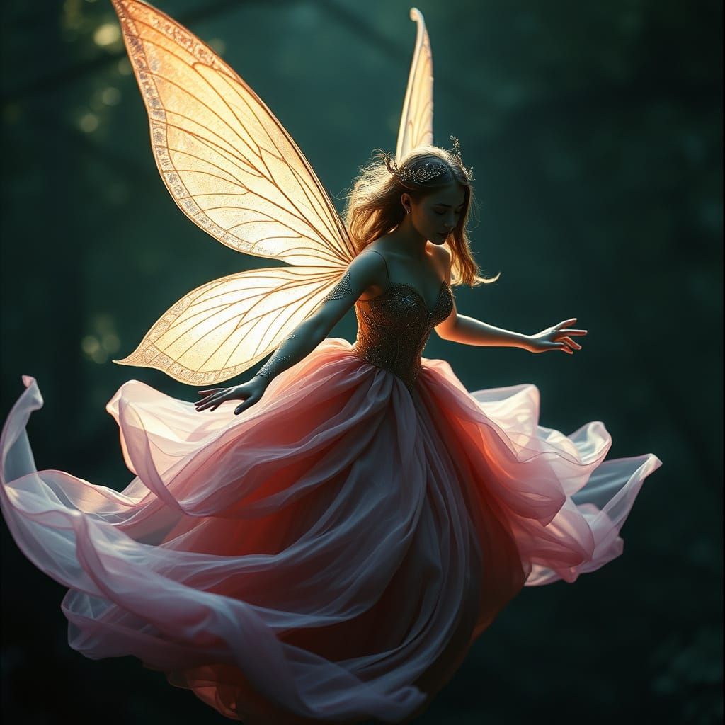 Majestic Fairy Takes Flight Amidst Swirling Magic