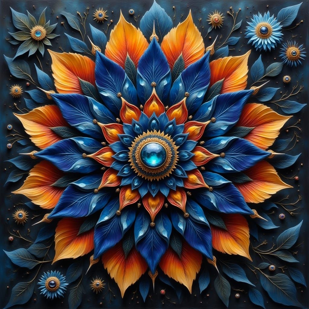 Vibrant Mandala of Whirling Clockwork and Floral Beauty