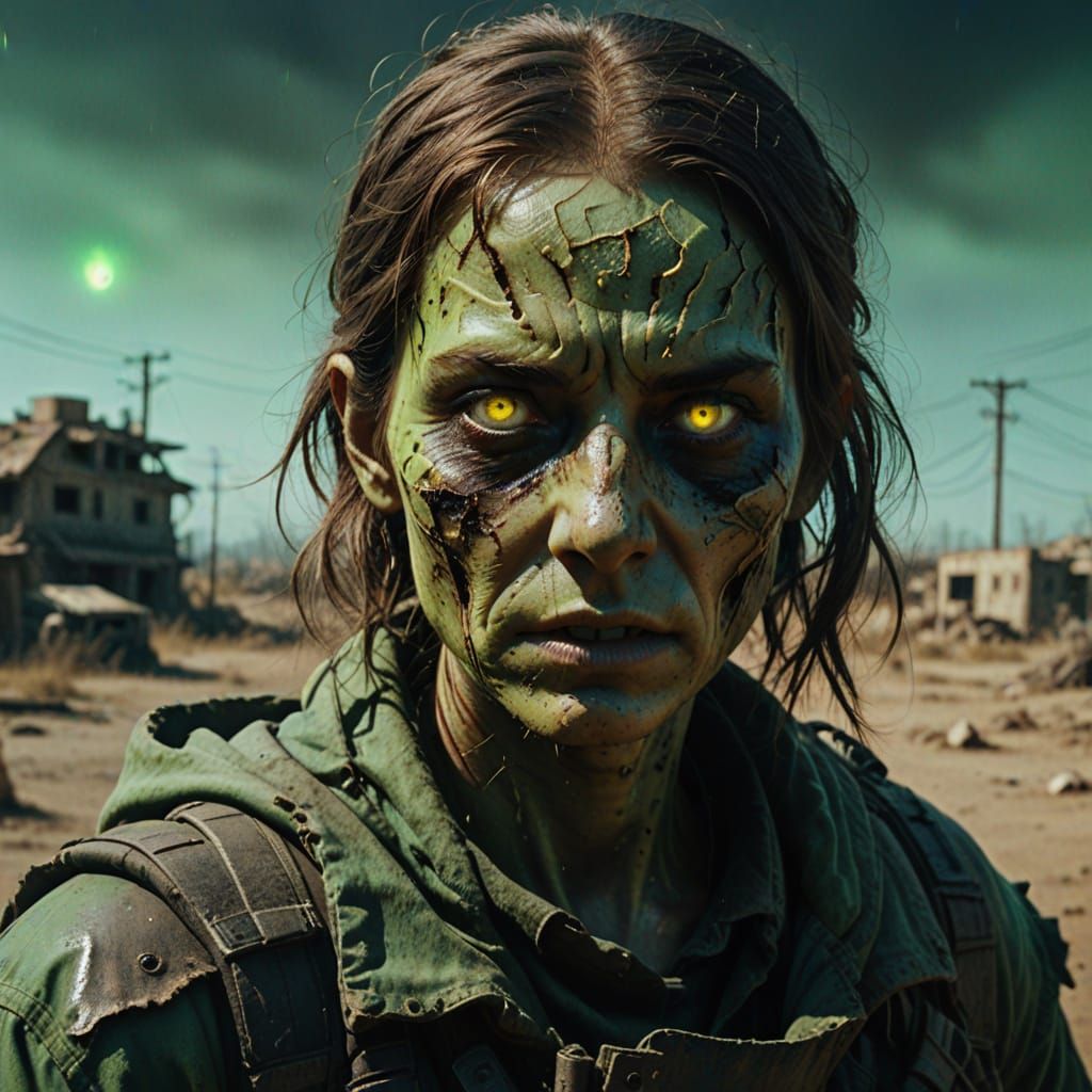 Ghastly Survivor with Radioactive Scars in a Post-Apocalypti...