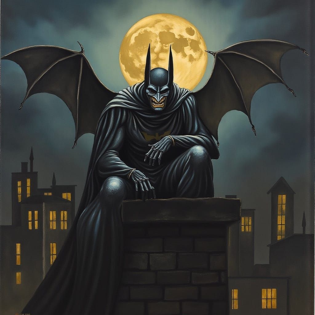 Mysterious Batman Creature Sits atop Gotham City Rooftop