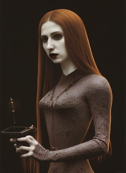 Gothic Vampire Portrait in Daguerreotype Style