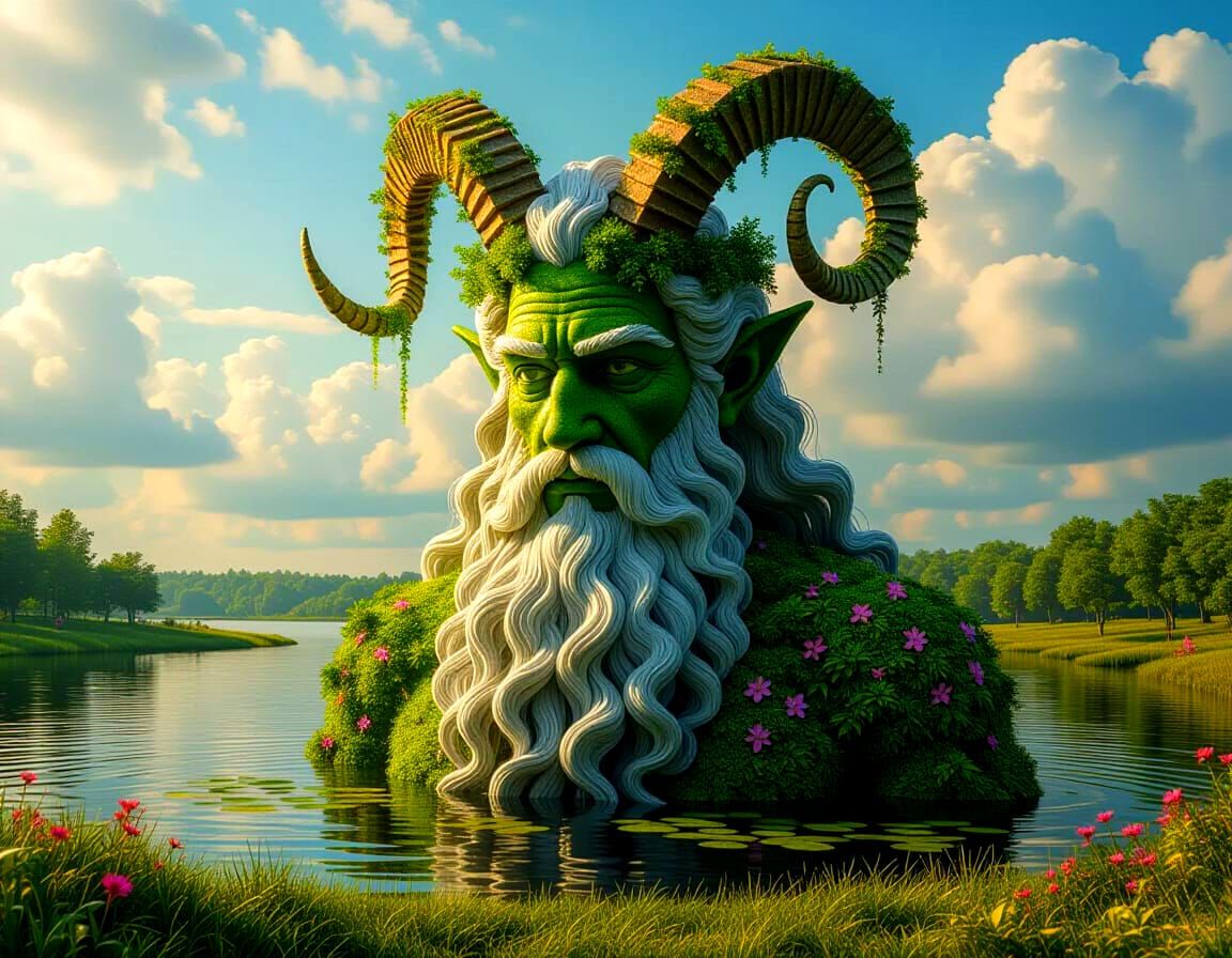 Ancient God Pan Creating Landscape as Surreal Art