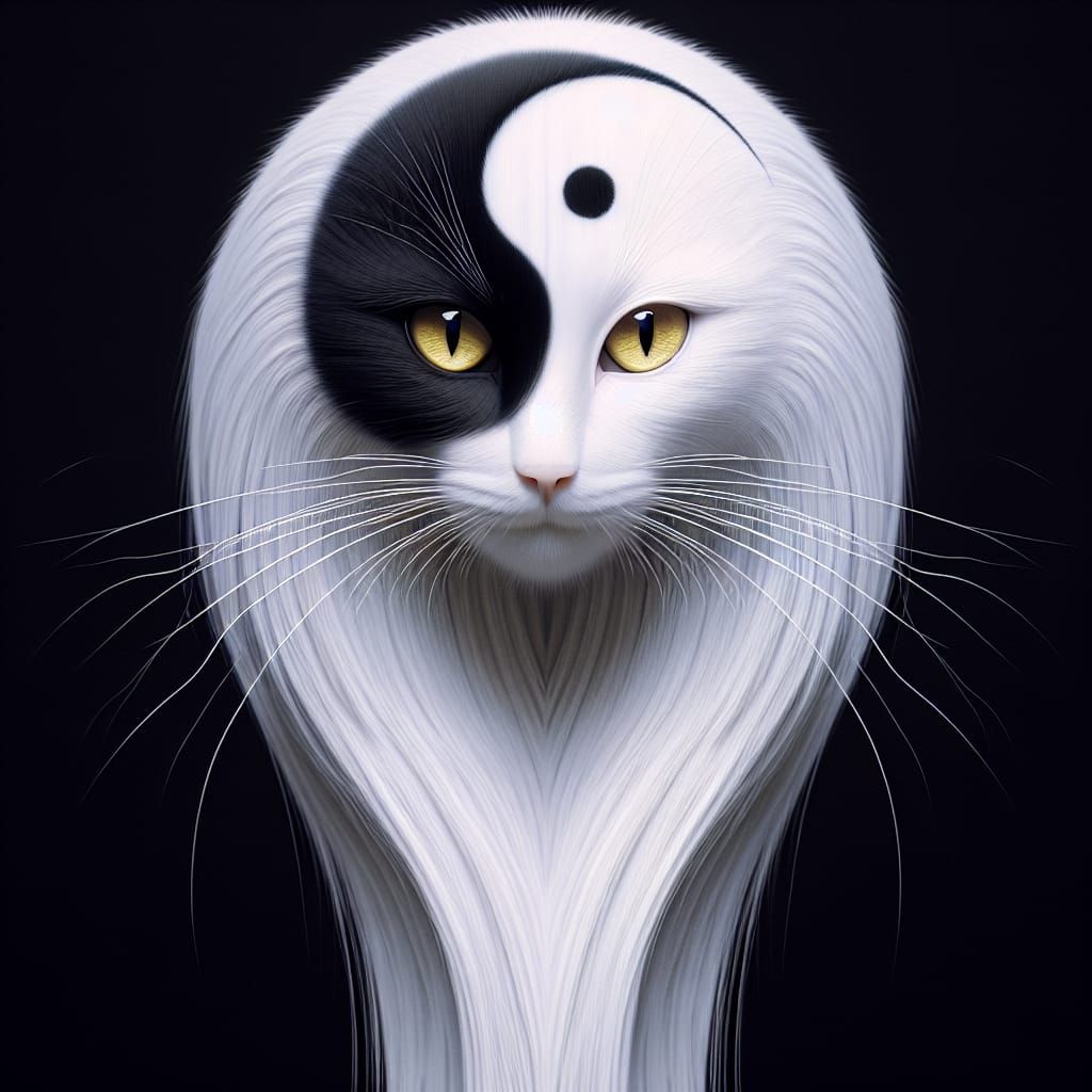 Surreal Gothic Cat in Black and White